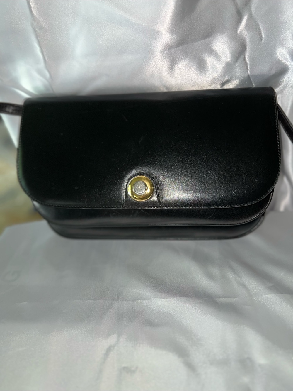 Bally Black Leather Crossbody Bag with Gold-Tone Push Closure